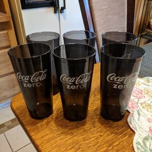 Coca Cola Zero black 24 oz. plastic cups set 6 NWOT